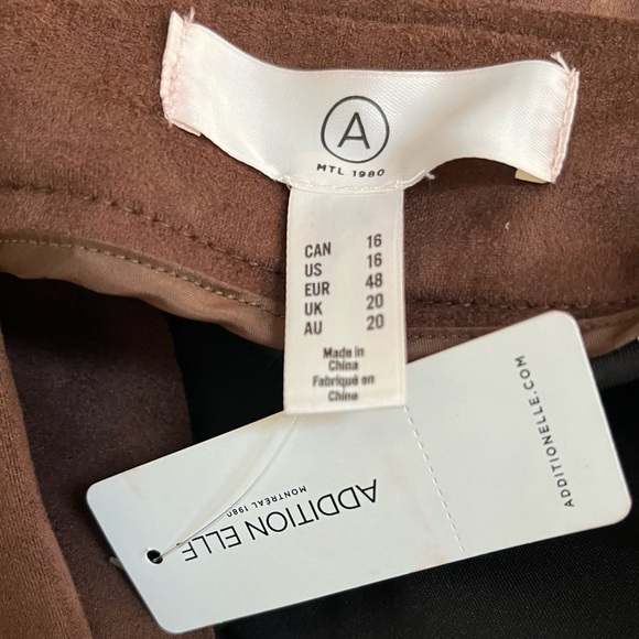 NWT-Addition Elle-Faux Suede Caramel Brown Midi Pencil Skirt-Size 16 - Picture 6 of 9